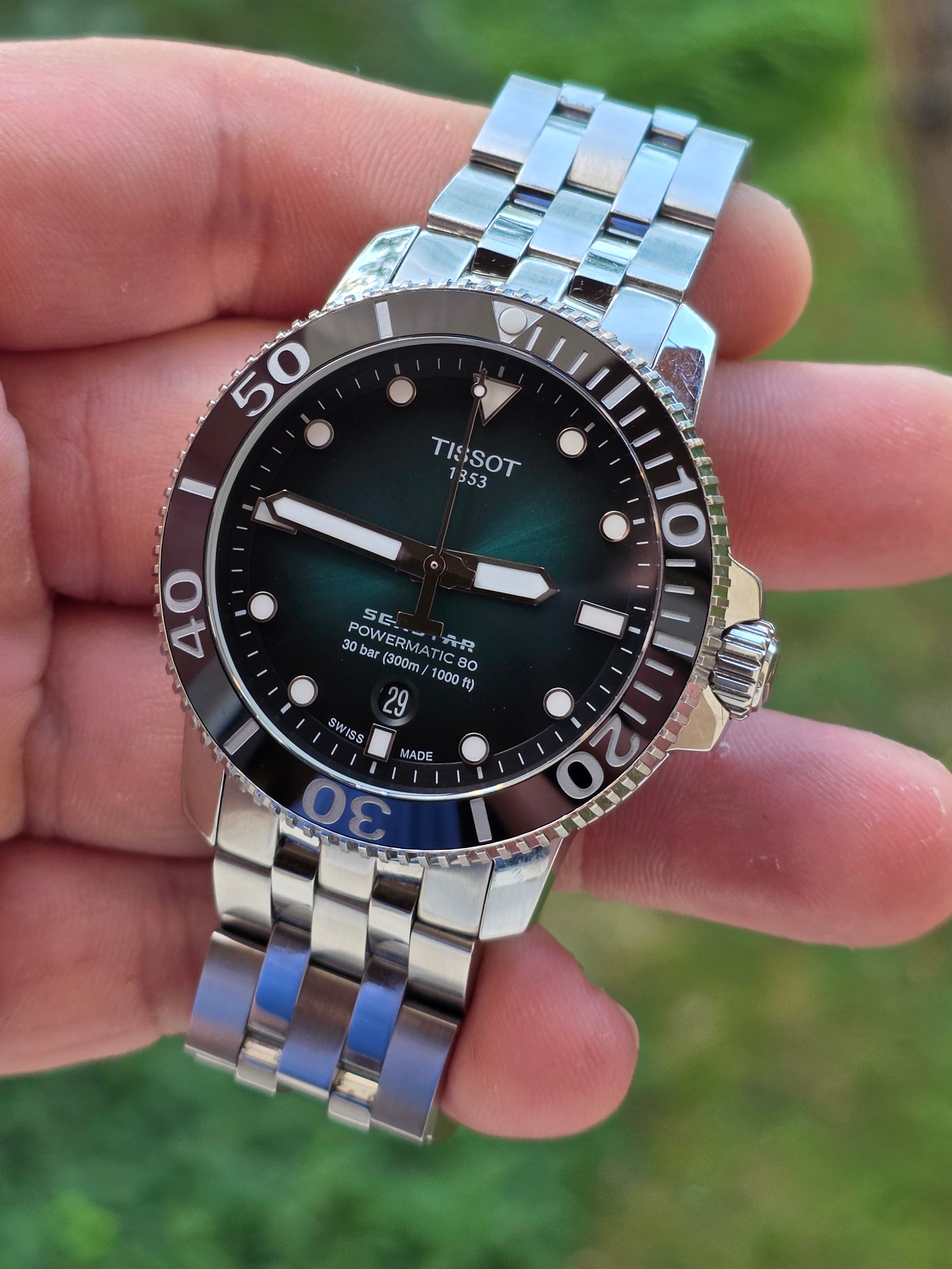 Tissot Seastar 1000 Powermatic 80 – Model deosebit, cadran Verde/Smarald în degrade