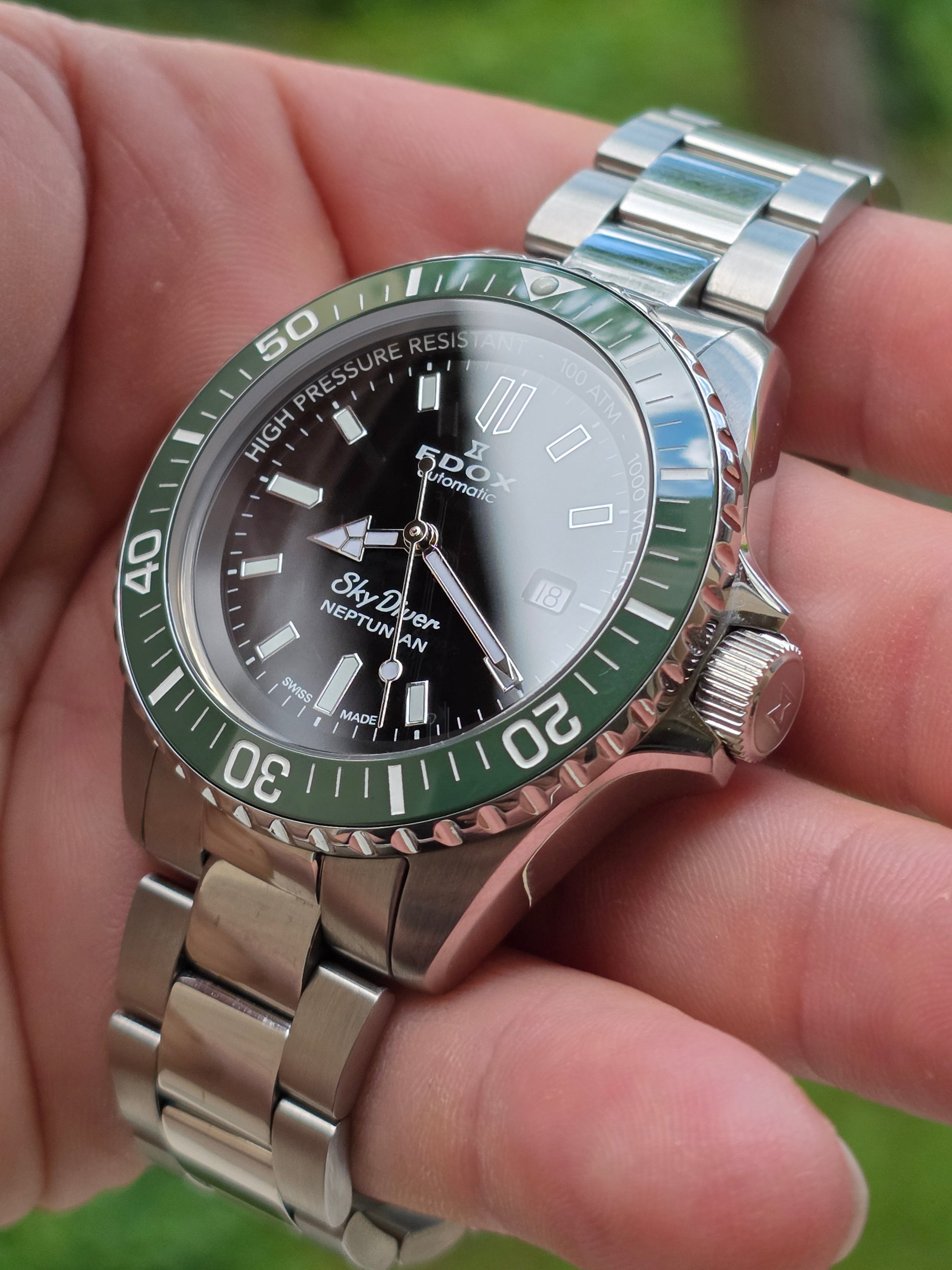 Edox SkyDiver Neptunian Automatic 1000m (100 ATM) – Pachet Complet