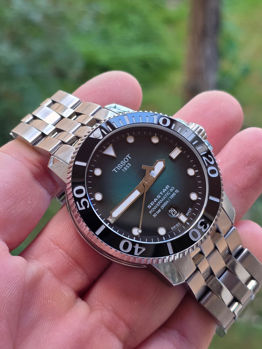 Tissot Seastar 1000 Powermatic 80 – Model deosebit, cadran Verde/Smarald în degrade