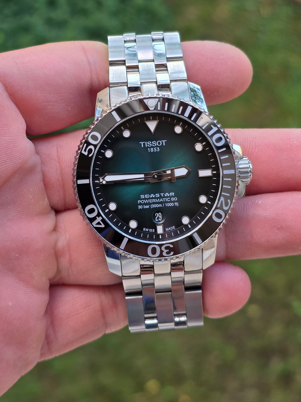 Tissot Seastar 1000 Powermatic 80 – Model deosebit, cadran Verde/Smarald în degrade