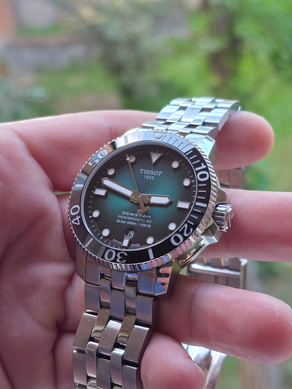 Tissot Seastar 1000 Powermatic 80 – Model deosebit, cadran Verde/Smarald în degrade