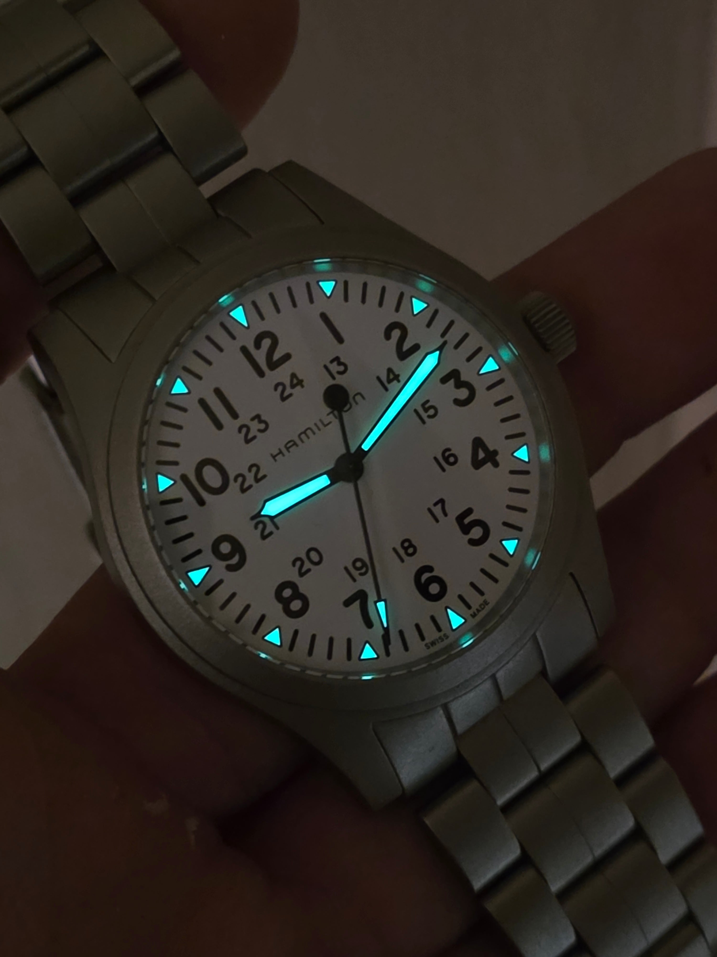 Ceas Hamilton Khaki Field Mechanical White Dial (H69439111 / H695290) - Pachet Complet, Garanție